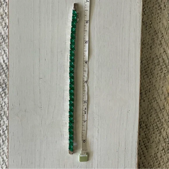 Green Silver Tennis 925 bracelet, bling chunky tennis bracelet, fancy fashion - Picture 8 of 8